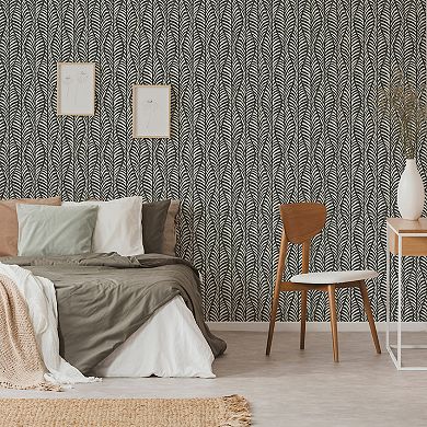 Tempaper Block Print Leaves Peel and Stick Wallpaper