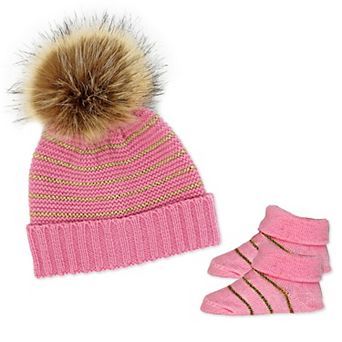Baby Girls 2 pc Pom-pom Hat and Booties Outerwear Set