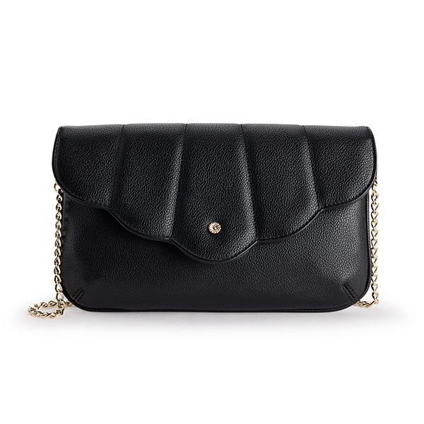 LC Lauren Conrad Suri Scallop Flap Crossbody Bag - Blk