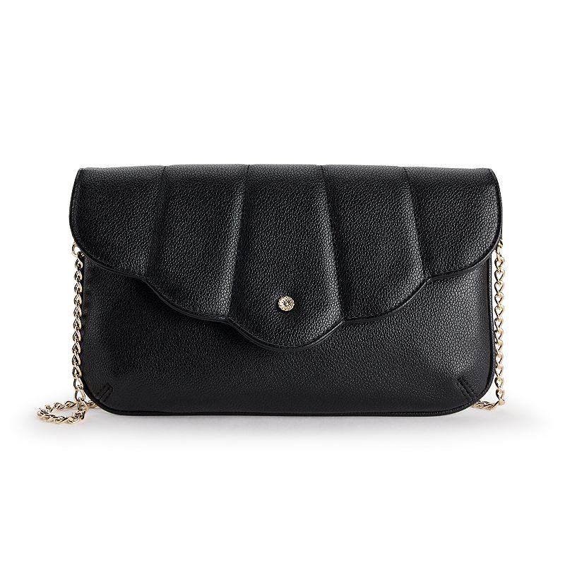 LC Lauren Conrad Suri Scallop Flap Crossbody Bag, Black