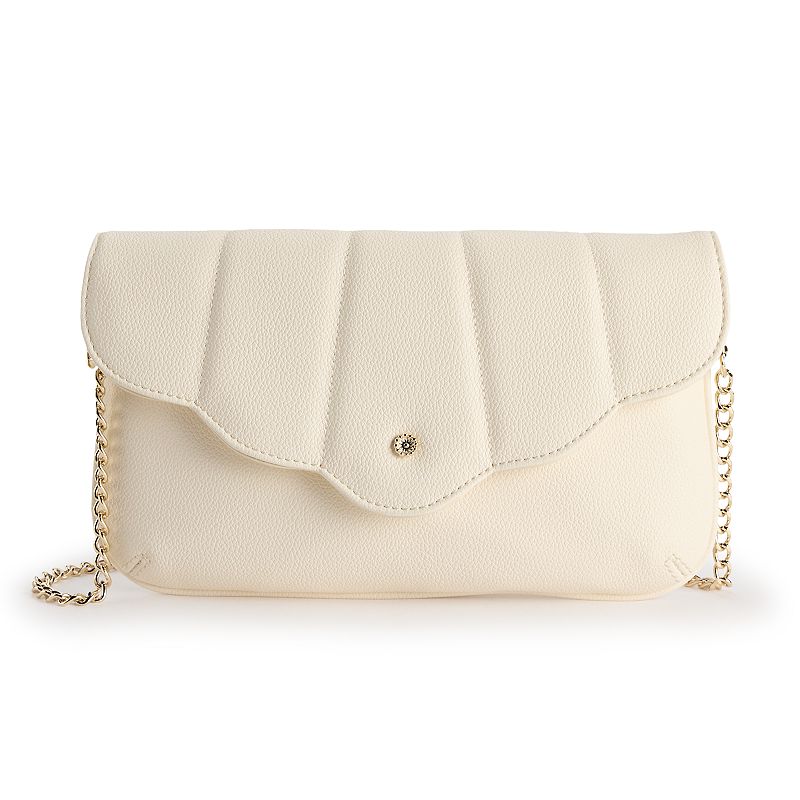 LC Lauren Conrad Suri Scallop Flap Crossbody Bag, Ivory Silk