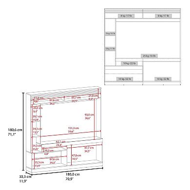 Rock House Entertainment Center with Two Doors and Open Storage, Stained Walnut