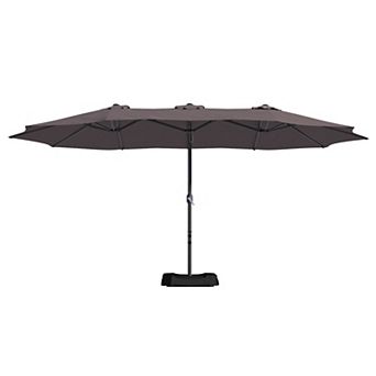Casainc 15 Ft. Steel Market Patio Umbrella Double-sided Twin Large Patio Umbrella With Base