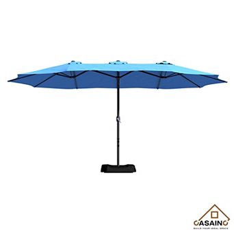 Casainc 15 Ft. Steel Market Patio Umbrella Double-sided Twin Large Patio Umbrella With Base