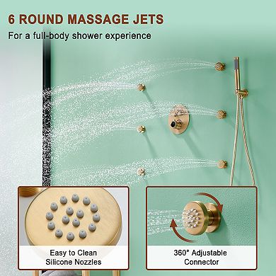 Mondawe Pressure Balanced 3 Functions Wall Mounted Shower System with Rough-in Valve
