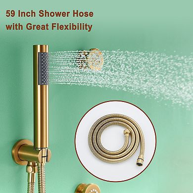 Mondawe Pressure Balanced 3 Functions Wall Mounted Shower System with Rough-in Valve