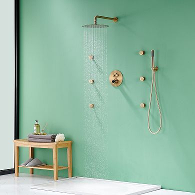 Mondawe Pressure Balanced 3 Functions Wall Mounted Shower System with Rough-in Valve