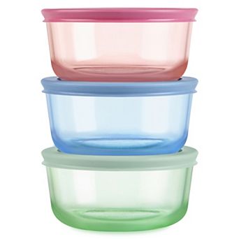 Pyrex 3 pc Two-Cup Round Vessels with Lids