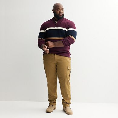Big & Tall Sonoma Goods For Life® Chest Stripe Quarter-Zip Sweater