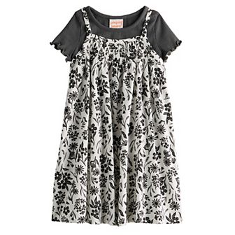 Girls 4-12 Jumping Beans® 2 pc Woven Smocked Dress & Short Sleeve Tee Set