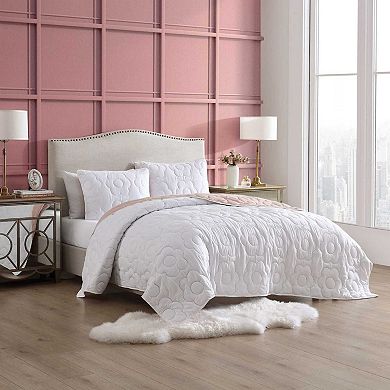 Betsey Johnson Rainbow Stitch Purple Quilt Set with Shams