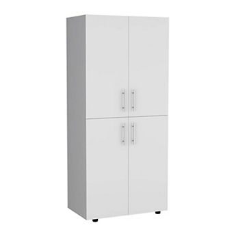 Hazel 70" High Four-Door Armoire Wardrove Closet Cabinet, Six Shelves And Two Hanging Rods, Bedroom.