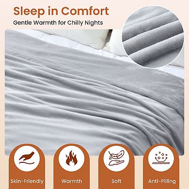 62"*84" Reversible Flannel Electric Blanket with Temperature and Timing Functions