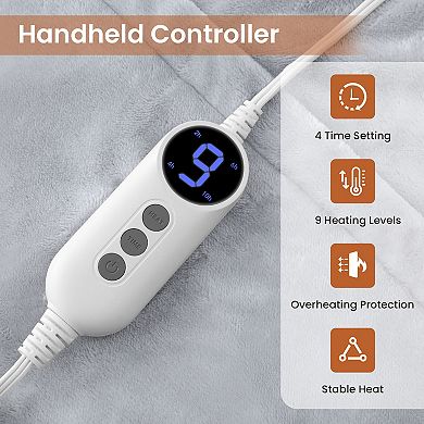 62"*84" Reversible Flannel Electric Blanket with Temperature and Timing Functions