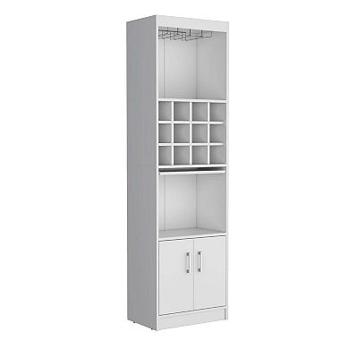 Kevil 71-Inch Tall Bar Cabinet 5-Tier Modern Bar Cabinet With Glass Holder Stemware Rack.