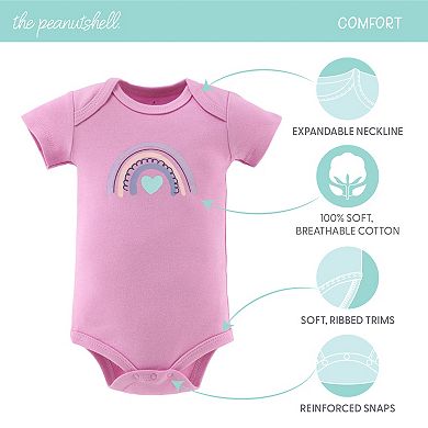 The Peanutshell Dino Girl Bodysuits, 4-Pack