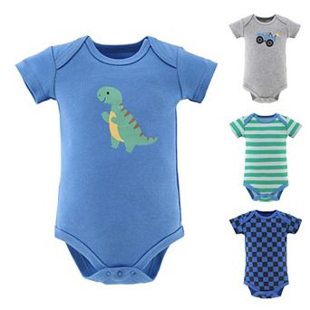 The Peanutshell Boy Truck Dino Bodysuits, 4-Pack