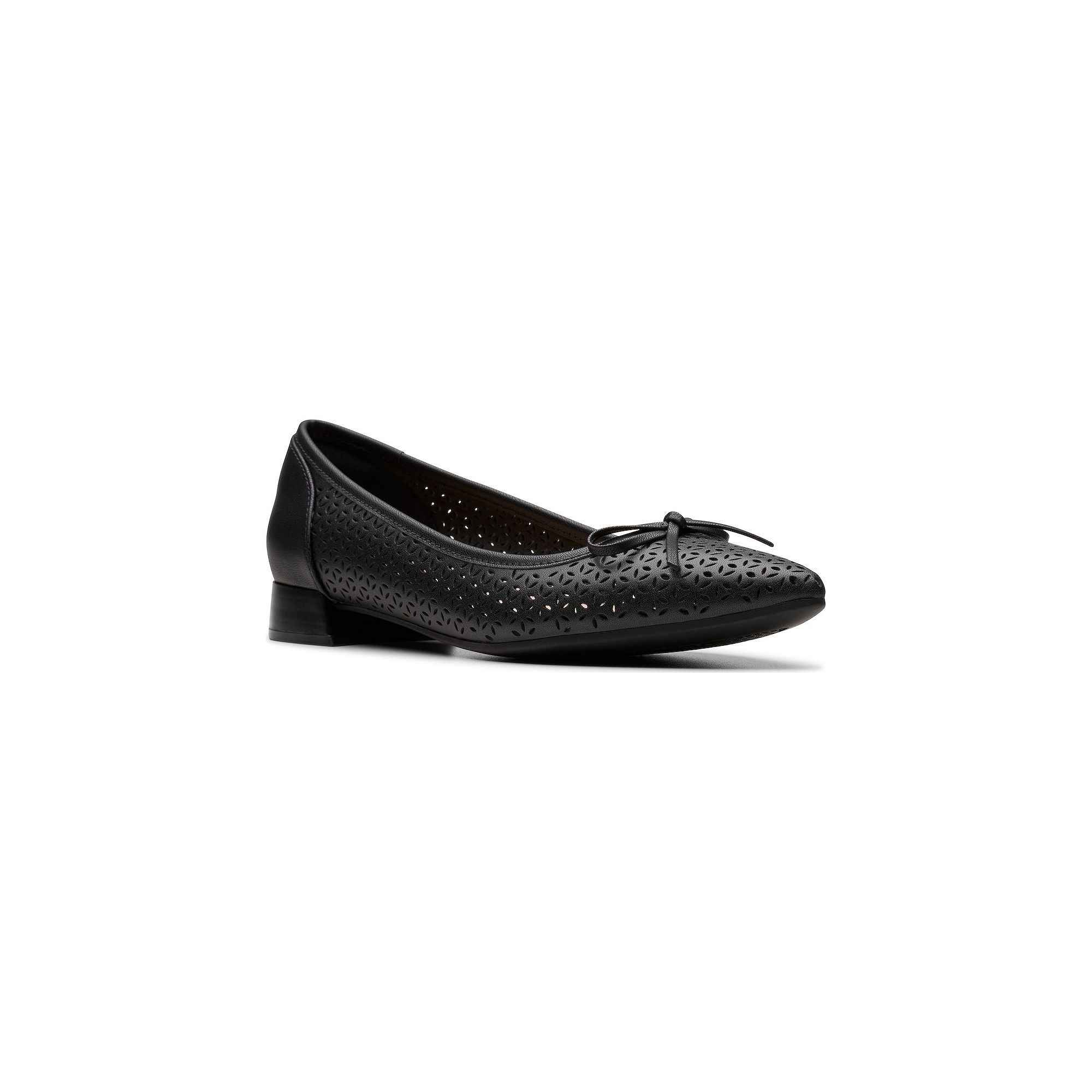 Clarks Natalyn Step Womens Leather Ballet Flats, Size: 6.5 Wide, Black Lea