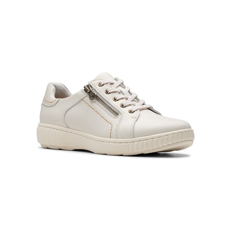 Clarks® Women's Leather Casual Slip-On Shoes, Size: 8 Wide, White