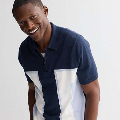 Men's Apt. 9® Short Sleeve Blocked Zipper Polo
