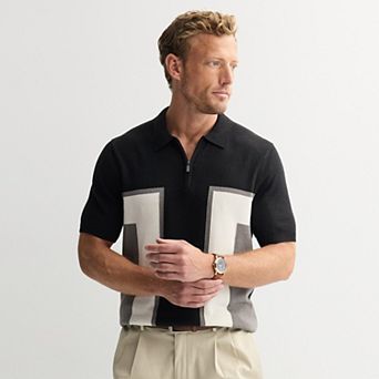 Men's Apt. 9® Short Sleeve Blocked Zipper Polo