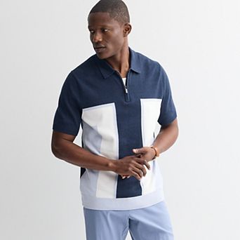 Men's Apt. 9® Short Sleeve Blocked Zipper Polo