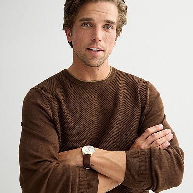 Men's Apt. 9® Long Sleeve Merino Texture Crew Sweater