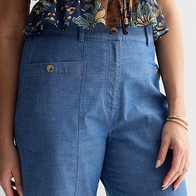 Women's Thalia Sodi Cropped Chambray Pants