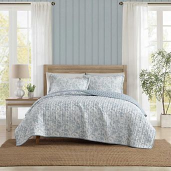 Laura Ashley Amberly Blue King Quilt Set