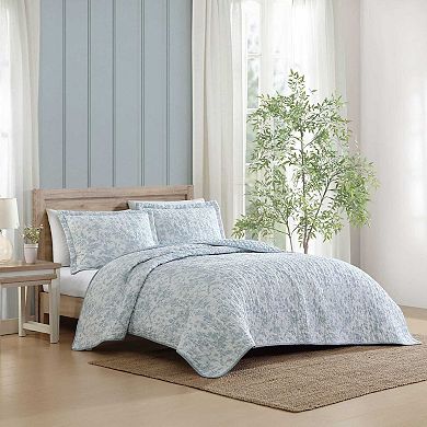 Laura Ashley Amberly Blue King Quilt Set