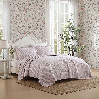 Laura Ashley Marta Pink Quilt Set with Shams