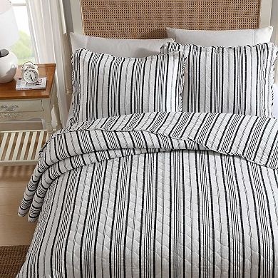 Laura Ashley Stripe Perfection Grey Quilt Set
