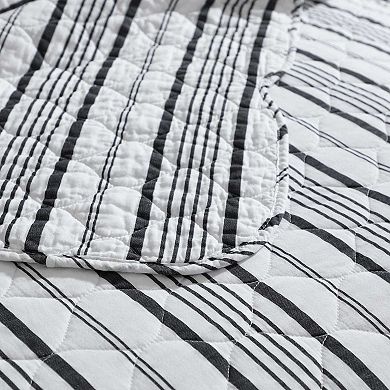 Laura Ashley Stripe Perfection Grey Quilt Set