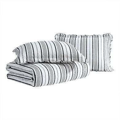 Laura Ashley Stripe Perfection Grey Quilt Set