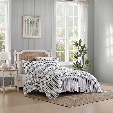 Laura Ashley Stripe Perfection Grey Quilt Set