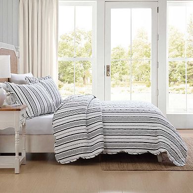 Laura Ashley Stripe Perfection Grey Quilt Set
