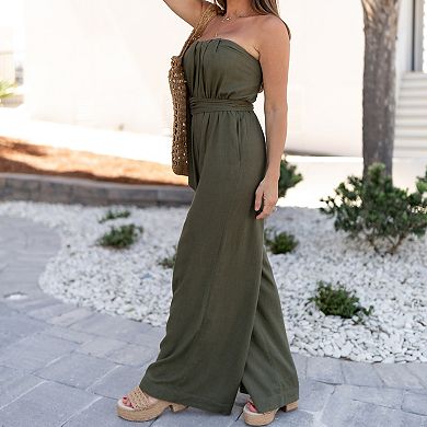 Women's Kittenish Strapless Wide-Leg Jumpsuit