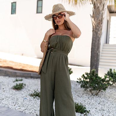 Women's Kittenish Strapless Wide-Leg Jumpsuit