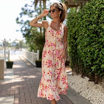 Women's Button-Front Sleeveless Dress