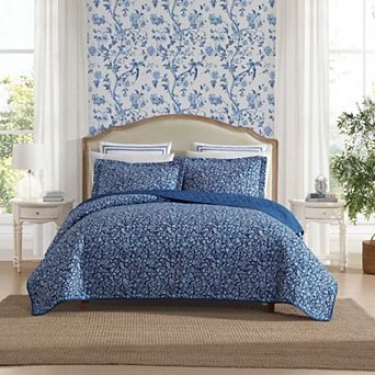Laura Ashley Elaina Blue Quilt Set