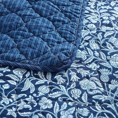 Laura Ashley Elaina Blue Quilt Set