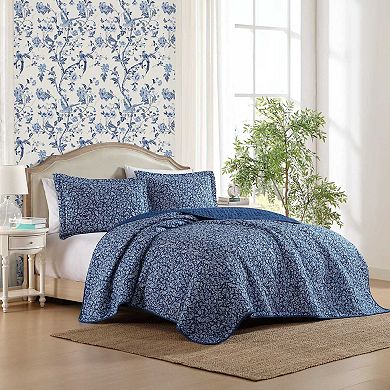 Laura Ashley Elaina Blue Quilt Set