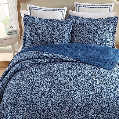 Laura Ashley Elaina Blue Quilt Set