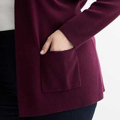 Plus Size Croft & Barrow® Polished Open Front Cardigan