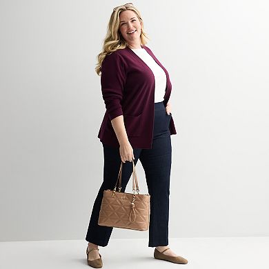 Plus Size Croft & Barrow® Polished Open Front Cardigan