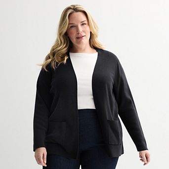 Plus Size Croft & Barrow® Polished Open Front Cardigan