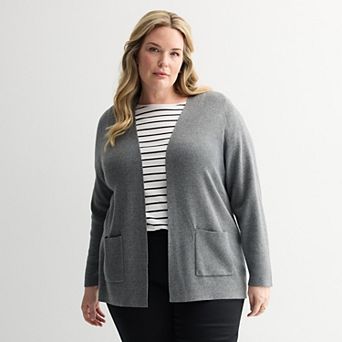 Plus Size Croft & Barrow® Polished Open Front Cardigan