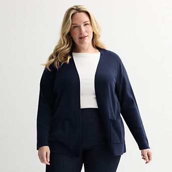 Plus Size Croft & Barrow® Polished Open Front Cardigan