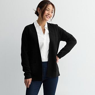 Petite Croft & Barrow® Polished Open Front Sweater