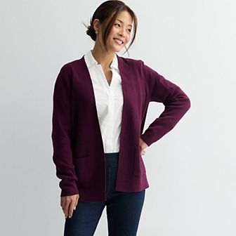 Petite Croft & Barrow® Polished Open Front Sweater